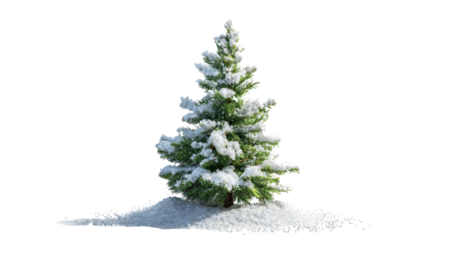 Mini Christmas tree with snow effectTransparent background, PNG file