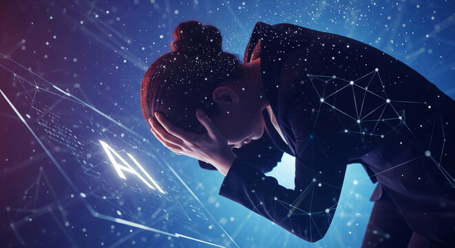 Businesspeople are overwhelmed by AI in the digital world and are at their wits' end