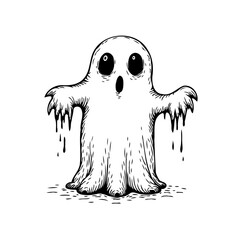 Mysterious spooky ghost illustration with dripping effects showcasing festive season design