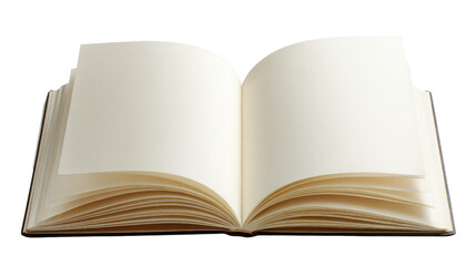 Open notebook with blank pages,Transparent background, PNG file