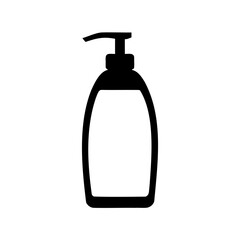 Black outline of a bottle with a pump, suitable for soap