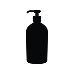 Simple black silhouette of a pump bottle for soap or lotion