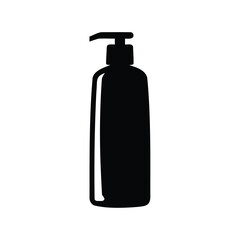 Black and White Silhouette Illustration of a Liquid Soap Dispenser Bottle