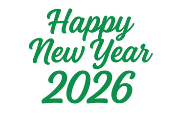 Fototapeta premium Happy new year 2026 green lettering on transparent background