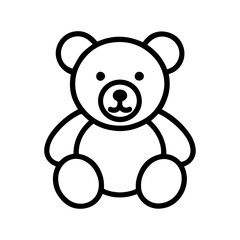 A cute teddy bear in a minimalist line drawing style black and white icon