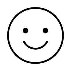 Smiling face line icon in black and white