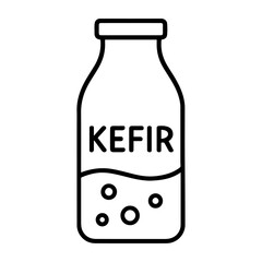 Kefir bottle line art icon in black and white