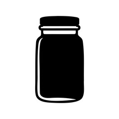 Isolated vintage style mason jar vector illustration in solid black color