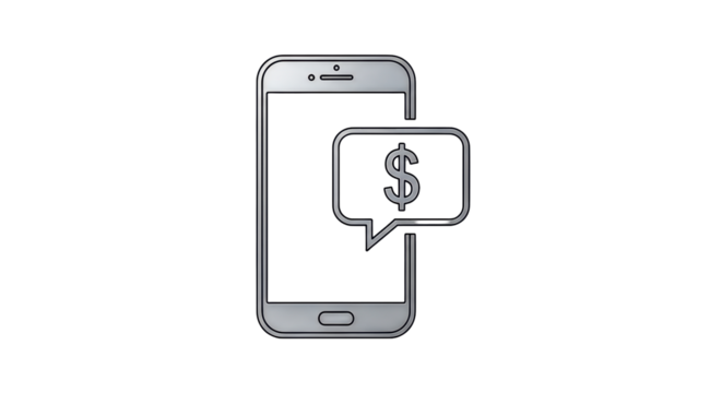 Isolated smartphone screen with a dollar sign in a message box financial transaction app