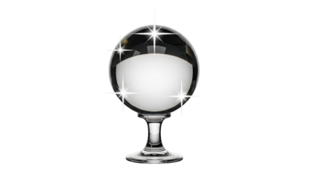 Isolated glass ball crystal globe on a glass stand abstract spiritual magic object design