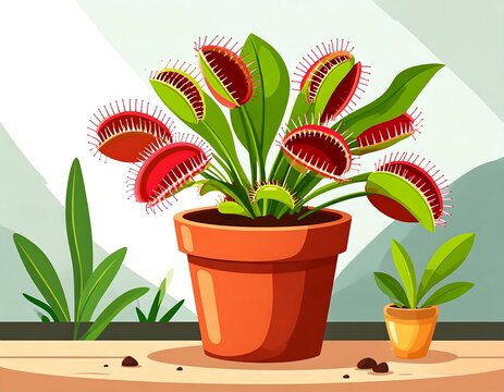 Carnivorous plant in terracotta pot
