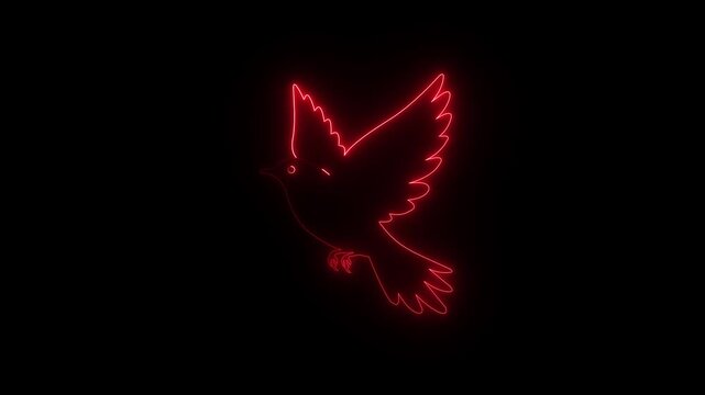 bird, glow, abstract, illustration, black, bright, concept, flying, element, freedom, futuristic, isolated, shape, wing, animal, design, icon, neon, symbol, background, colorful, spiritual, dove, dra
