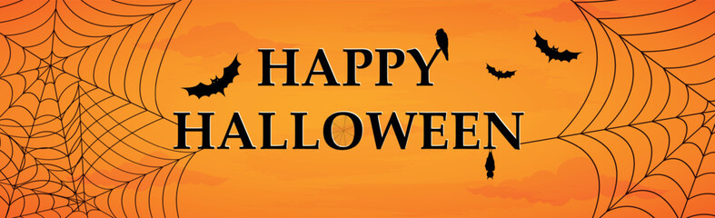 Scary gloomy orange halloween background - illustration