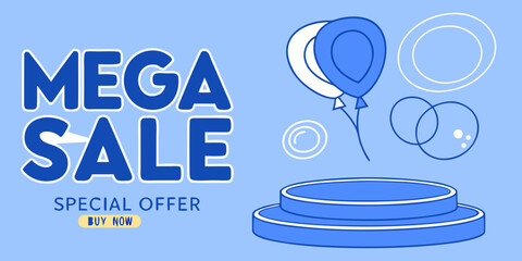 Colorful discount sale podium. Special offer composition. Vector illustration