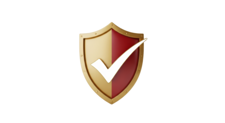 Isolated shield with check mark for quality assurance and security verification symbol