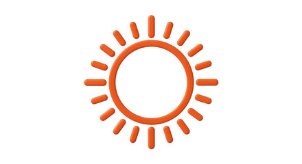 Isolated orange sun graphic with rays, icon or logo for summer travel, weather forecast