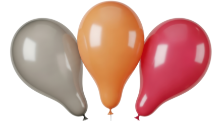 Isolated Assorted balloons arrangement, party decoration objects, birthday celebration decor, props