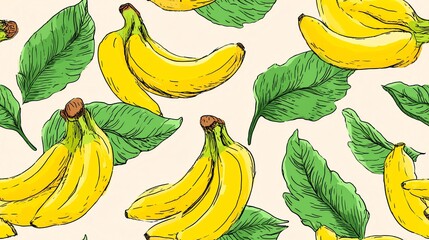 Seamless Pattern Banana Illustration