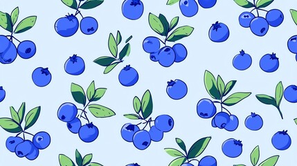 Seamless Pattern Blueberry Illustration