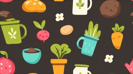 Seamless Pattern Compost Icon Illustration