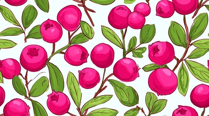 Seamless Pattern Cranberry Illustration