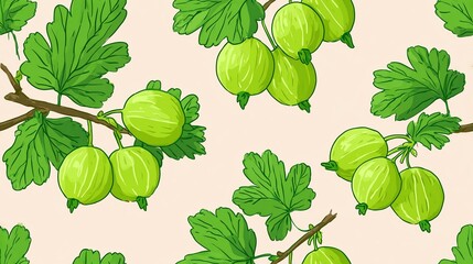 Seamless Pattern Gooseberry Illustration