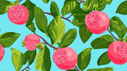 Seamless Pattern Guava Illustration