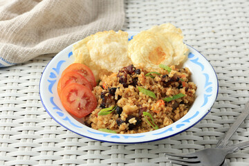 Nasi Goreng Kambing or Goat Fried Rice or Spicy Curry Fried Rice with Diced Mutton.