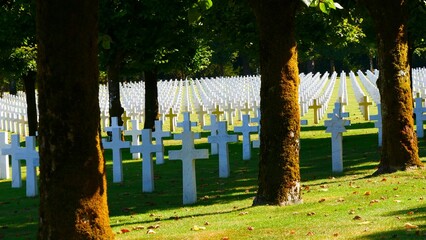Croix du cimetière américain de la guerre 14-18 en Argonne à Romagne-sous-Montfaucon dans la...