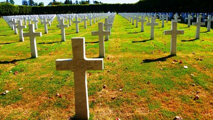 Croix du cimetière américain de la guerre 14-18 en Argonne à Romagne-sous-Montfaucon dans la...