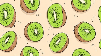 Seamless Pattern Kiwi Illustration