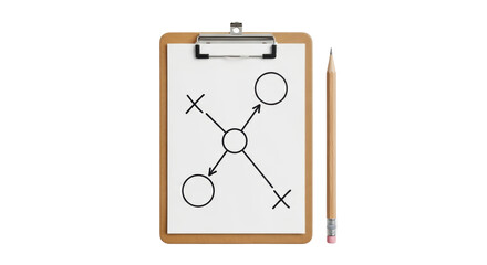 Isolated Clipboard with Play Strategy and Pencil for Coaching Tactics on Game Day Victory