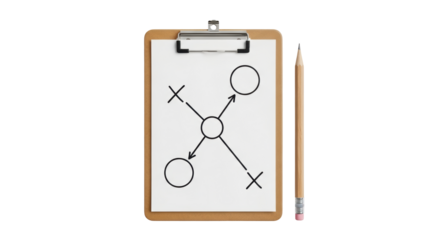 Isolated Clipboard with Play Strategy and Pencil for Coaching Tactics on Game Day Victory