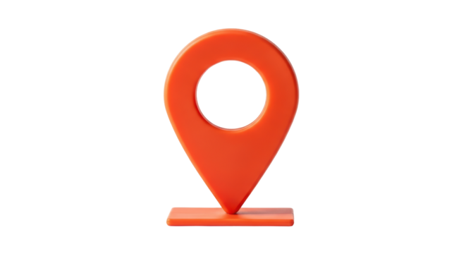 Isolated Map Pin in Orange Stands Upright for Location Indication and Navigation Use