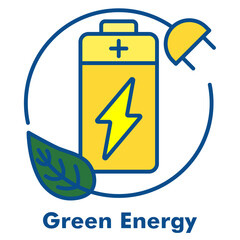 Green Energy Line Color Icon Style