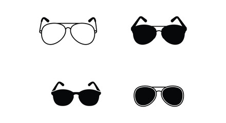 Four pairs of sunglasses in different styles displayed on a white background