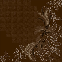 brown hijab with peksi gandrung design