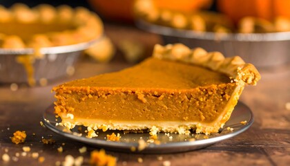 Close-up of a pumpkin pie slice