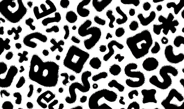 Abstract black and white pattern with shapes and textures