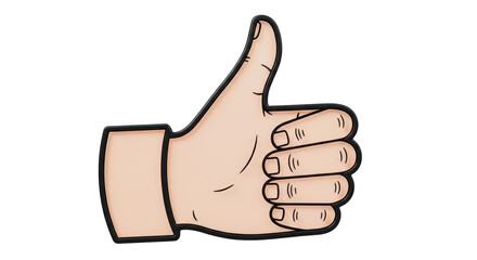 Isolated illustration of hand gesture giving a thumbs up, a positive hand symbol on display