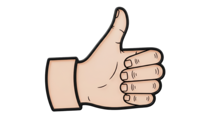 Isolated illustration of hand gesture giving a thumbs up, a positive hand symbol on display