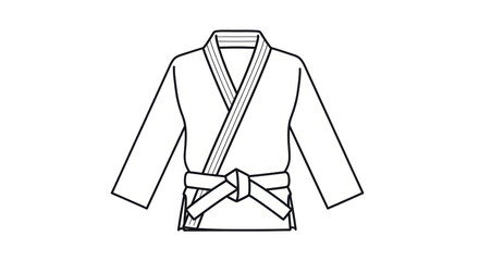 Isolated judo gi uniform, outline drawing of karate clothes and martial arts sports apparel © Rowan