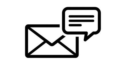 Isolated email message with speech bubble, conveying feedback and communication ideas easily