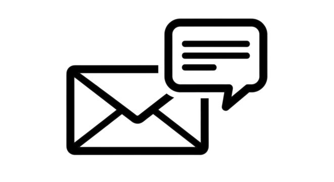 Isolated email message with speech bubble, conveying feedback and communication ideas easily