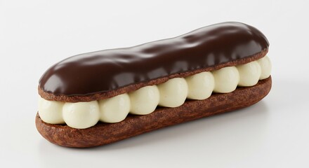 Heerlijke chocolade eclair romig gevuld zacht licht. AI Generated