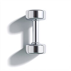 dumbbell on white background with strong shadow, clean minimal sports concept, copyspace
