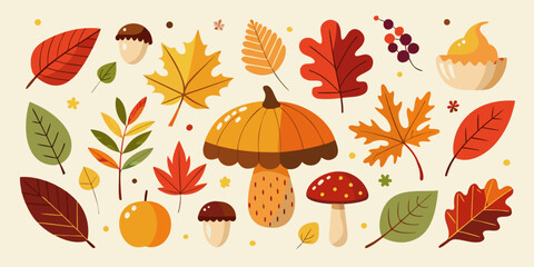 Digital Illustration of Autumn Flora