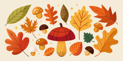 Beautiful Autumn Nature and Acorns