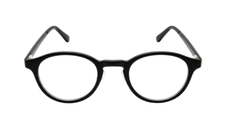 Isolated glasses with clear lenses, elegant round eyeglass frame for men and women fashion