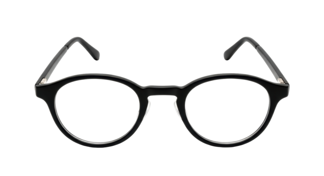 Isolated glasses with clear lenses, elegant round eyeglass frame for men and women fashion